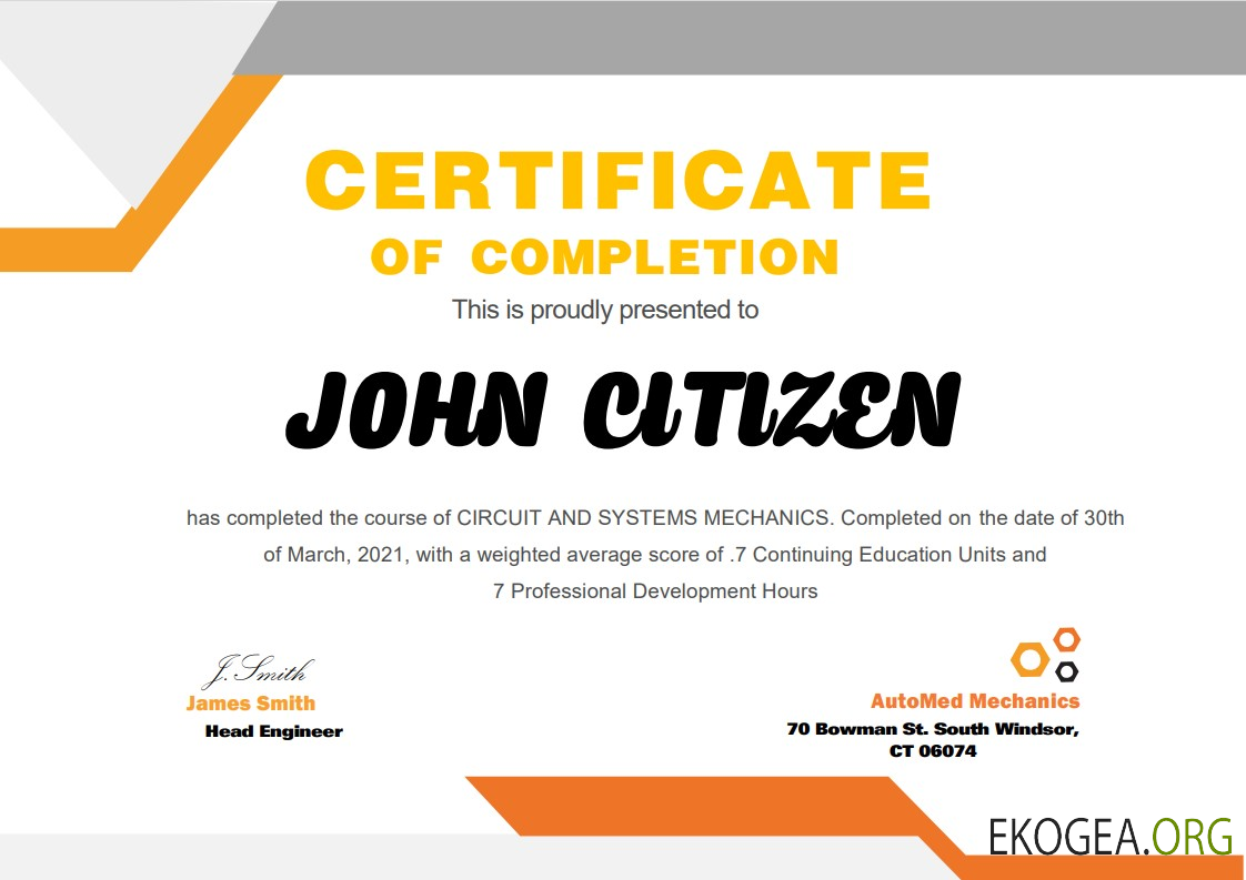 Certificat de mécanicien aux États Unis